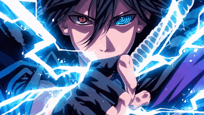 Person Holding Sword With Lightning Behind GIF