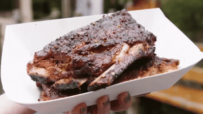 Person Holding Tray Of Ribs GIF