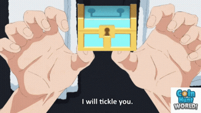 Person Holding Treasure Chest Saying I Will Tickle You GIF