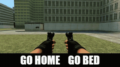 Person Holding Two Guns Saying Go Home Go Bed