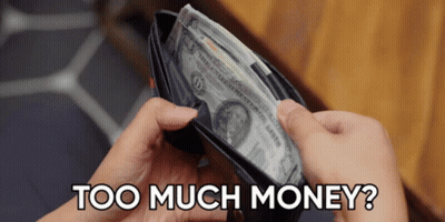 Person Holding Wallet Full Of Money Saying Too Much Money GIF