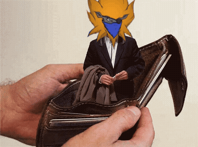 Person Holding Wallet With Cartoon Character GIF