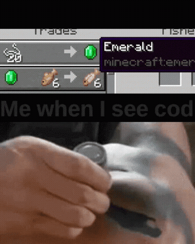 Person Holding Watch Next To Minecraft Screen Saying Emerald GIF