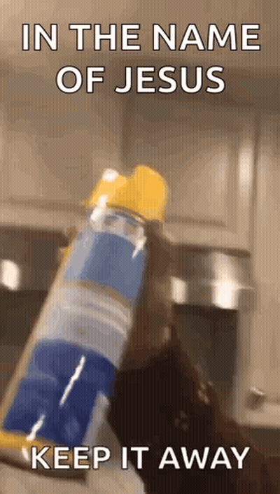 Person Holding Water Bottle With Keep It Away GIF