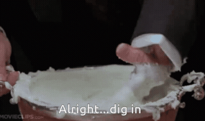 Person Holding Whipped Cream Saying Alright Dig In GIF