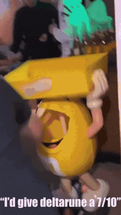 Person Holding Yellow Smiley Face Saying I'd Give Deltarune A 7/10 GIF