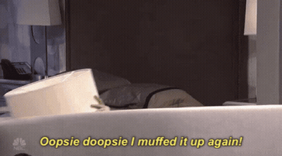 Person In Bed Saying Oopsie Doopsie I Muffed It Up Again GIF