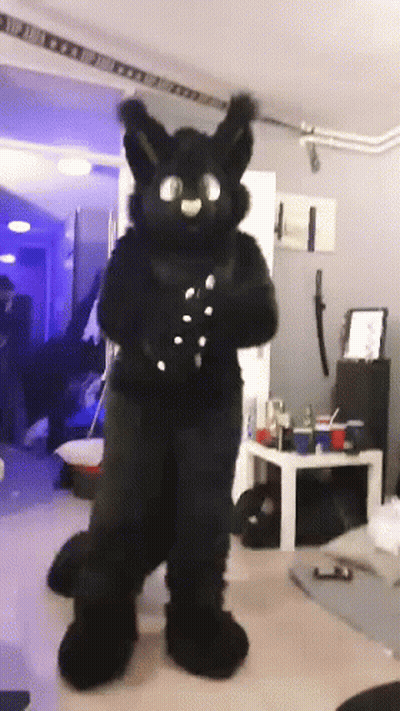 Person In Black Furry Costume Dancing GIF