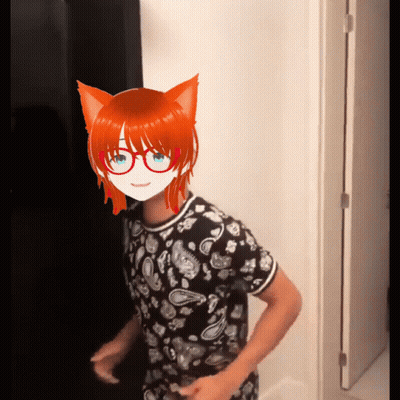 Person In Black Shirt With Cat Face GIF