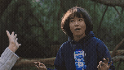 Person In Blue Care Bears Sweatshirt Giving High Five GIF