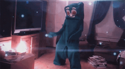 Person In Blue Costume Dancing GIF