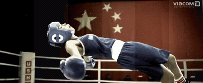 Person In Boxing Ring With Viacom Logo GIF
