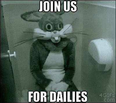 Person In Bunny Costume Sitting On Toilet GIF