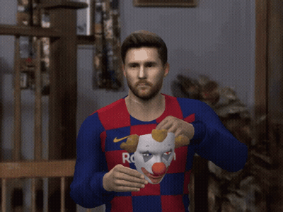 Person In Clown Mask And Rakuten Shirt GIF
