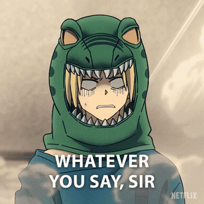 Person In Dinosaur Hat Saying Whatever You Say Sir GIF