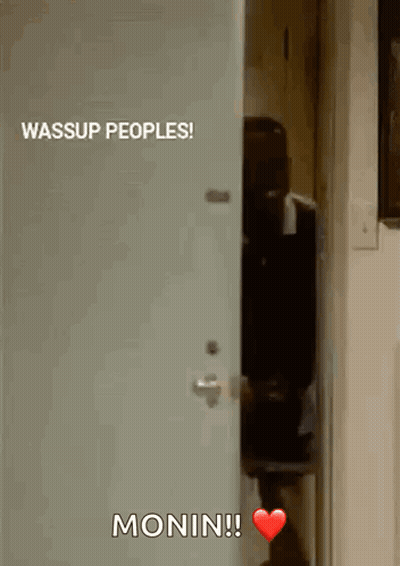 Person In Doorway Saying Wassup Peoples Monin GIF