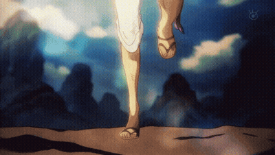 Person In Flip Flops Running In Cartoon Scene GIF