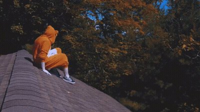 Person In Fox Costume Laying On Roof GIF