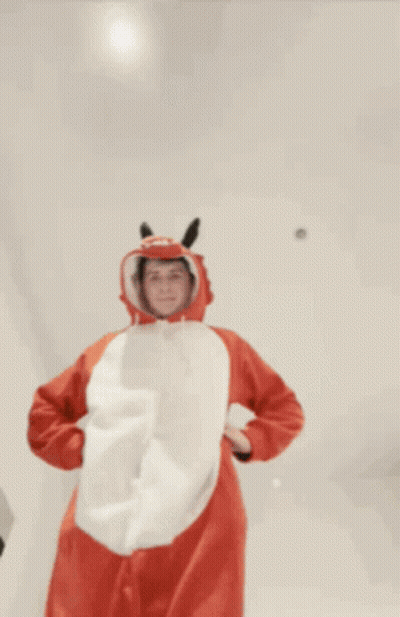 Person In Fox Costume With White Paw On Foot GIF