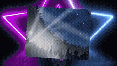 Person In Front Of Purple And Blue Star GIF