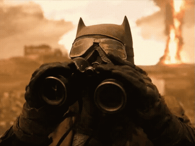 Person In Gas Mask And Goggles Looking Through Binoculars GIF