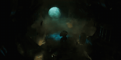 Person In Gas Mask In Dark Room GIF