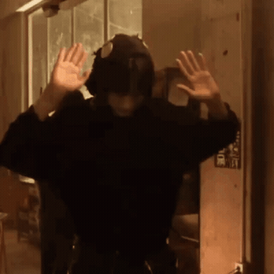 Person In Gas Mask Making Funny Face GIF