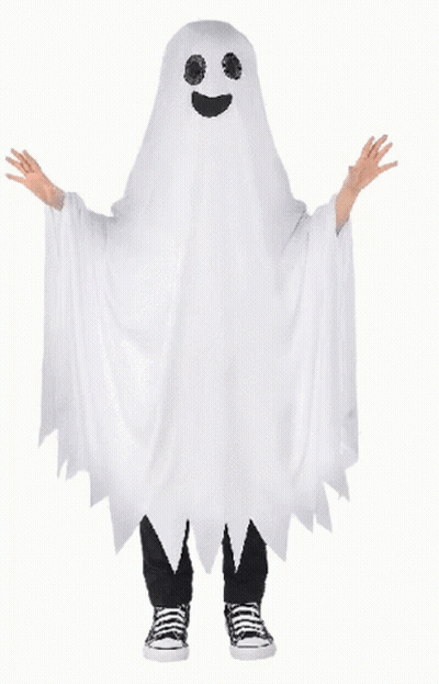 Person In Ghost Costume With Black Eyes GIF