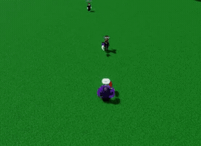 Person In Green Field With Purple Object GIF