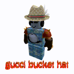 Person In Gucci Bucket Hat With Feather GIF