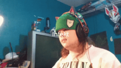 Person In Headphones And Green Hat Says Infekt GIF