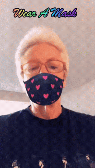 Person In Heart Mask Saying Wear A Mask GIF