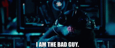 Person In Helmet And Headphones Saying I Am The Bad Guy GIF
