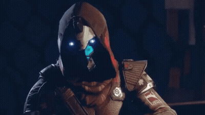 Person In Hooded Jacket And Mask With Blue Eyes GIF