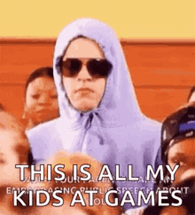 Person In Hoodie And Sunglasses Standing Before Kids GIF