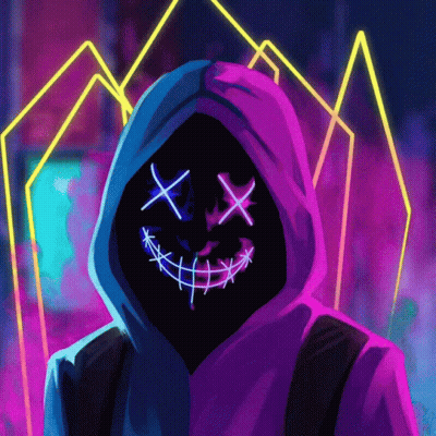 Person In Hoodie With Neon Smiley GIF