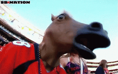 Person In Horse Mask With Number 8 Jersey GIF