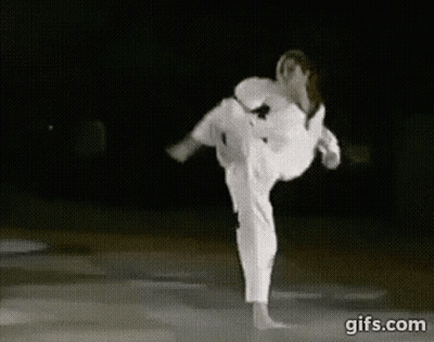Person In Karate Uniform Kicking Ball GIF