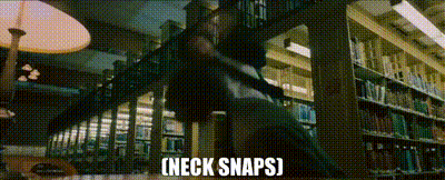 Person In Library Neck Snaps GIF