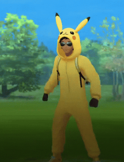 Person In Pikachu Costume And Sunglasses GIF