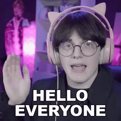Person In Pink Headphones And Glasses Saying Hello Everyone GIF