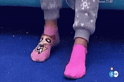 Person In Pink Socks With Dog GIF