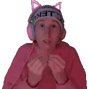 Person In Pink Sweater And Cat Hat With T3 Sticker
