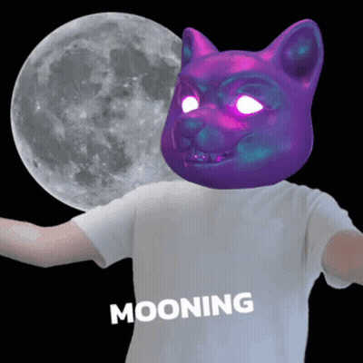 Person In Purple Cat Mask With Glowing Eyes Mooning GIF