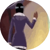 Person In Purple Coat Waving In Circle Sticker