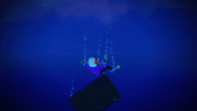Person In Purple Shirt Falling Into Ocean GIF
