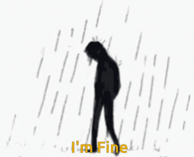 Person In Rain Saying Im Fine GIF