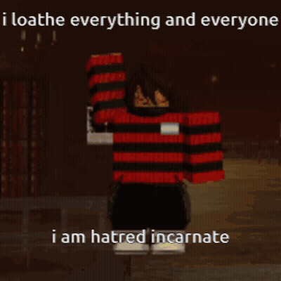 Person In Red And Black Sweater Saying I Loathe Everything GIF