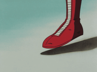 Person In Red Boots With White Stripes GIF