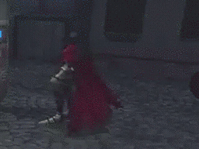 Person In Red Cape Walking In Dark GIF